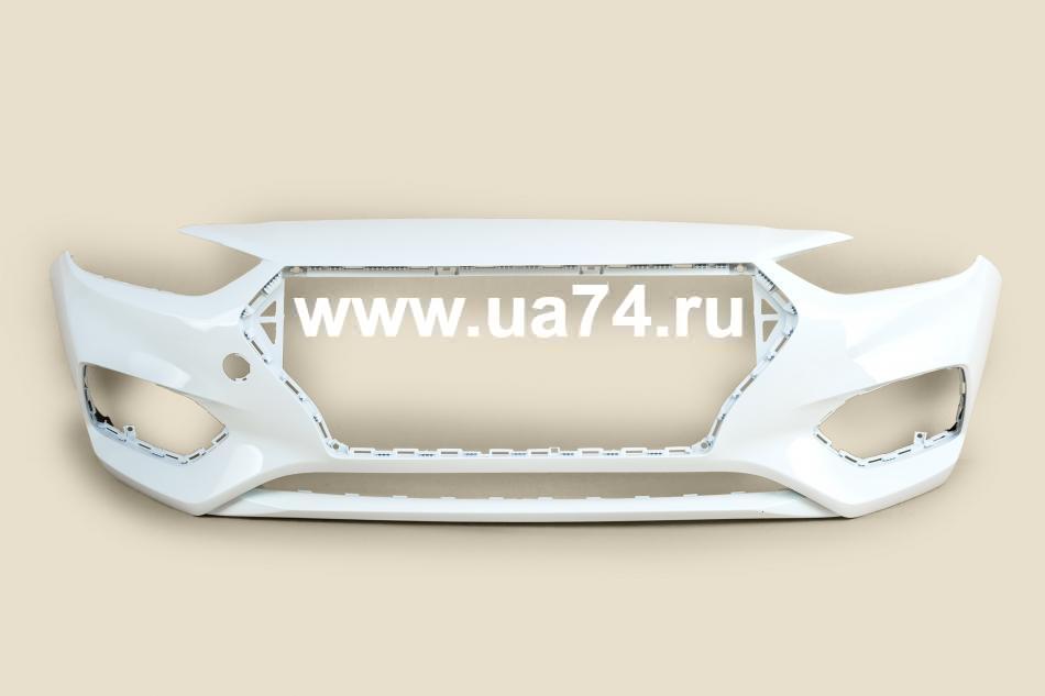 Бампер передний Hyundai Solaris 17- Россия Cristal White PGU (Белый)
