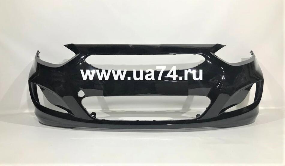 Бампер передний Hyundai Solaris 11-13 Россия Phantom Black MZH (Черный перламутр) (00001581UC2 / Трещина) Дисконт 15%