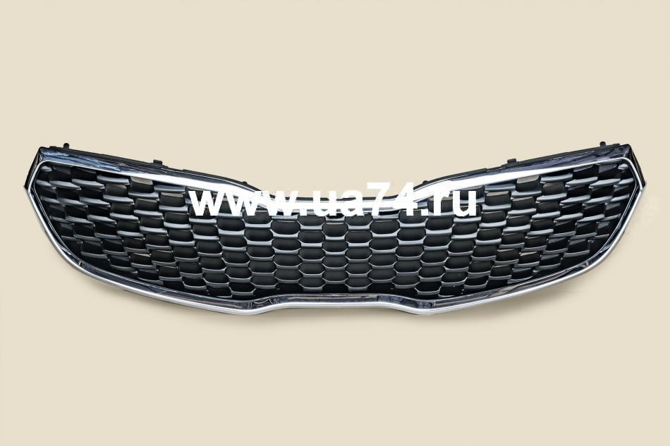 Решетка радиатора чёрная с хромом Kia Cerato / Forte 13-16 (ST-KA54-093-0 / 02-A700-07) Китай