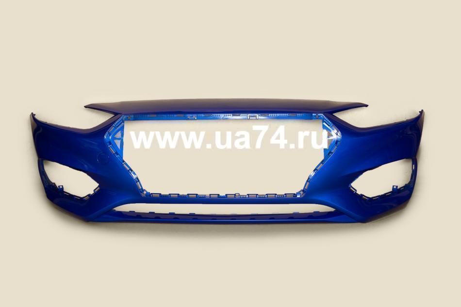 Бампер передний Hyundai Solaris 17- Россия Marina Blue N4U (Синий)