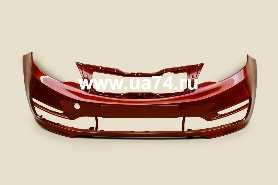 Бампер передний Kia Rio 15-17 Россия Granet Red TDY (Красный гранат перламутр)