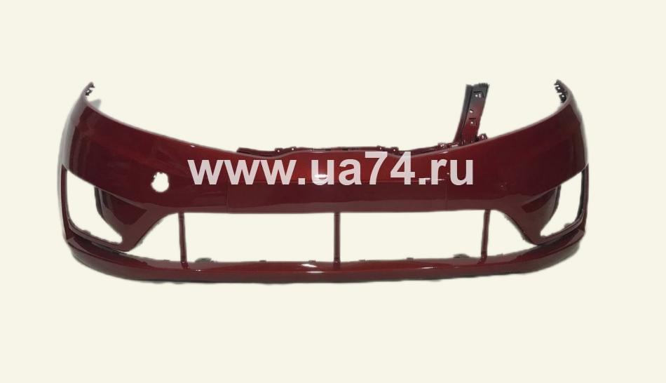 Бампер передний Kia Rio 11-14 Россия Garnet Red TDY (Красный Металлик) (00001586UC / Сломано ухо) Дисконт 15%