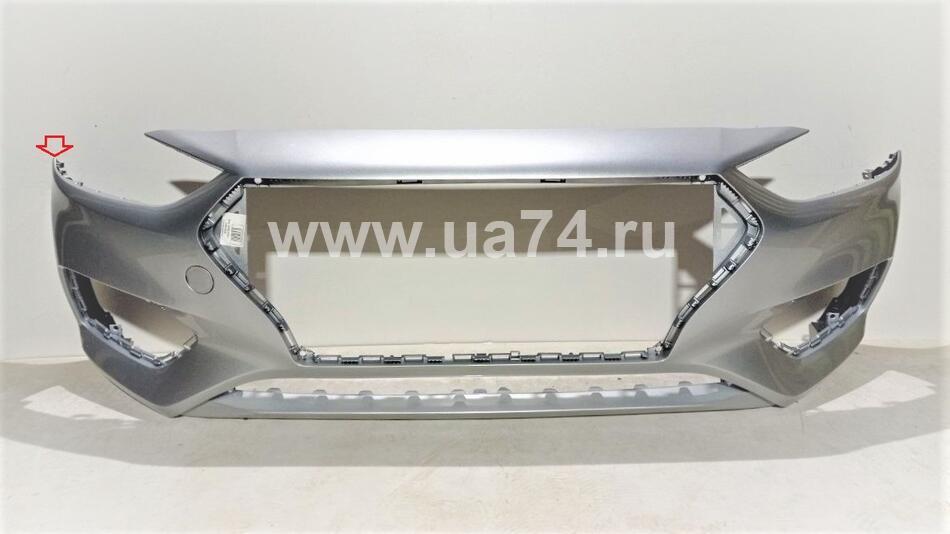 Бампер передний Hyundai Solaris 17- Россия Sleek Silver RHM (Серебристый металлик / Сломан угол) Дисконт 10%