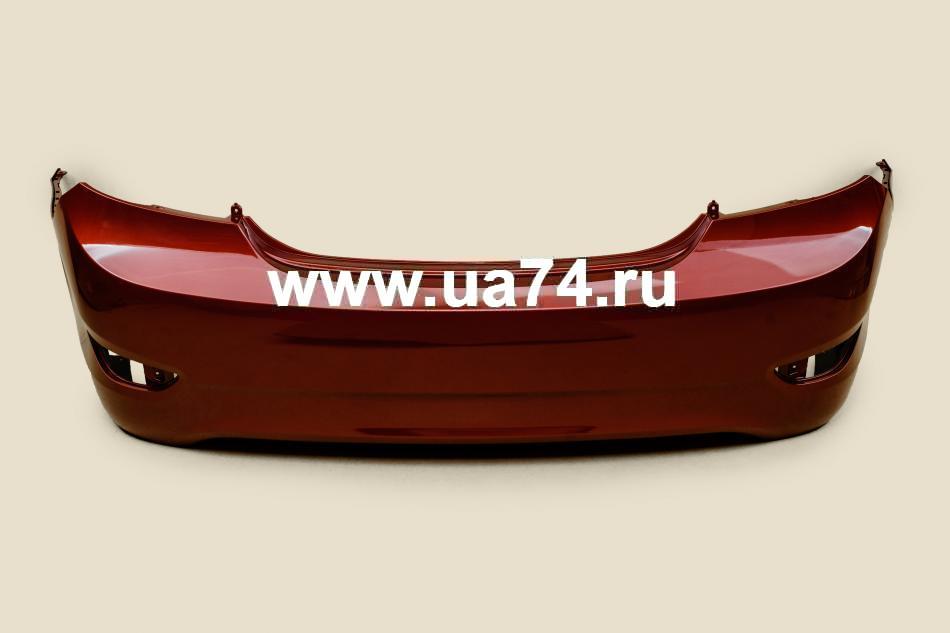 Бампер задний Hyundai Solaris 11-13 Россия Granet Red TDY (Красный гранат перламутр)