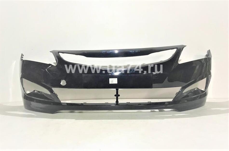 Бампер передний Hyundai Solaris 14-17 Россия Phantom Black MZH (Черный / Трещина) Дисконт 15%