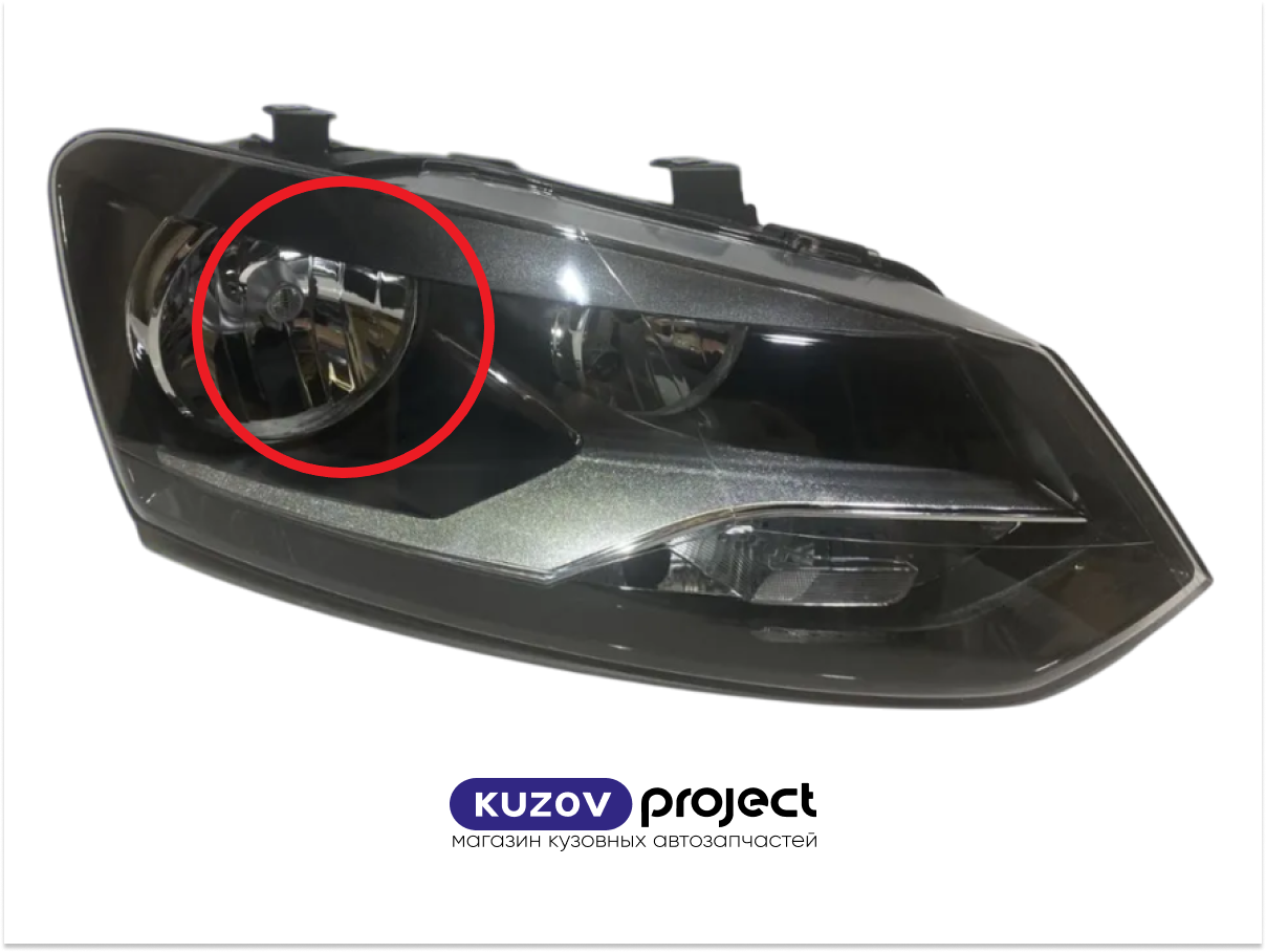 Фара правая с электрическим корректором Volkswagen Polo 2015-2020 4D / Polo 2009-2014 3D/5D (Китай / Сломан отражатель) Дисконт 20%