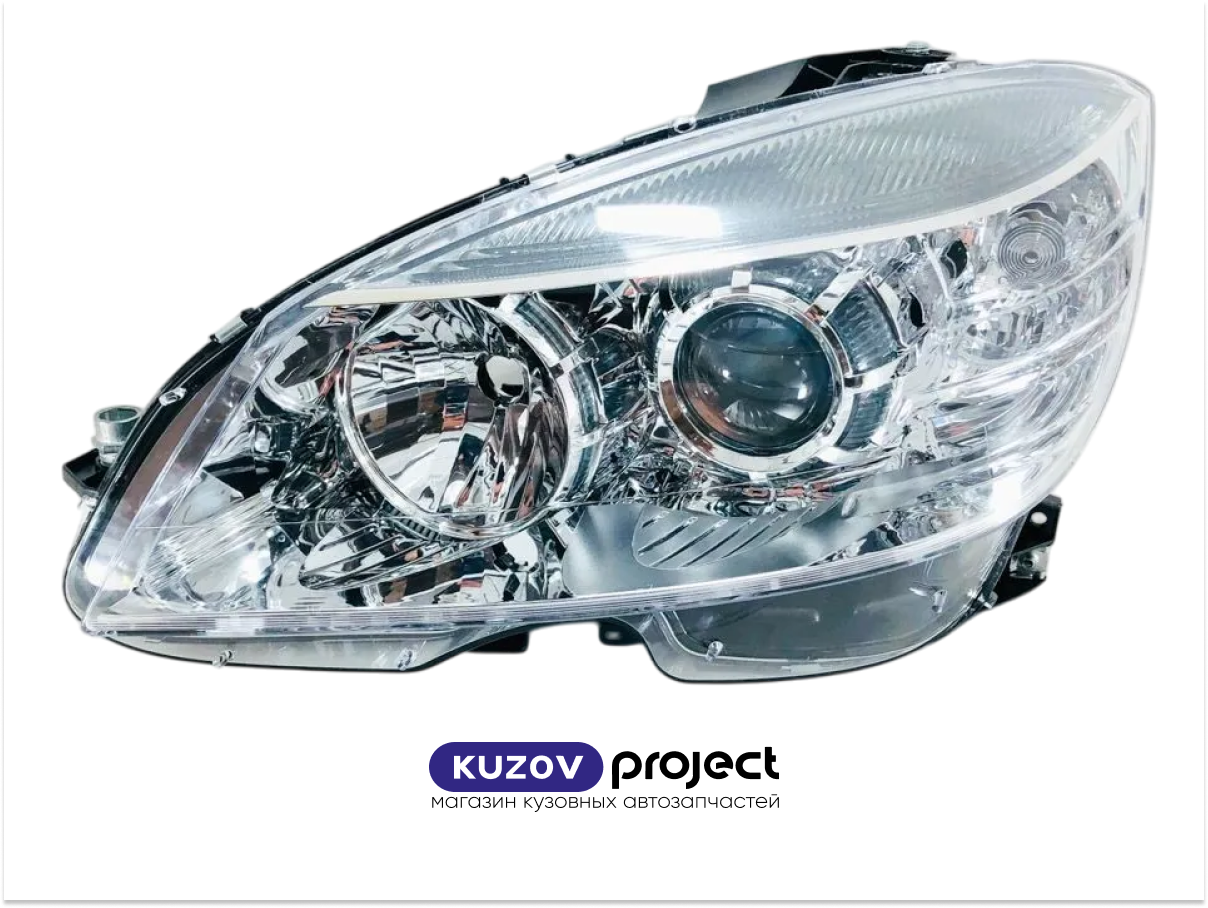 Фара левая галоген с электрическим корректором Mercedes Benz W204 2007-2010 (DEPO)