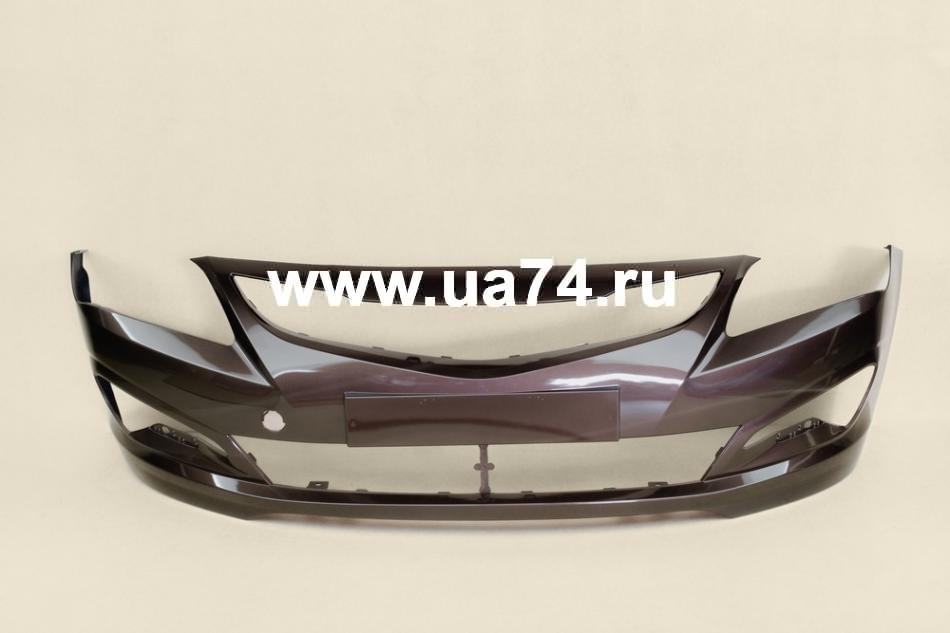 Бампер передний Hyundai Solaris 14-17 Россия Koffe Been VCS (Коричневый перламутр)