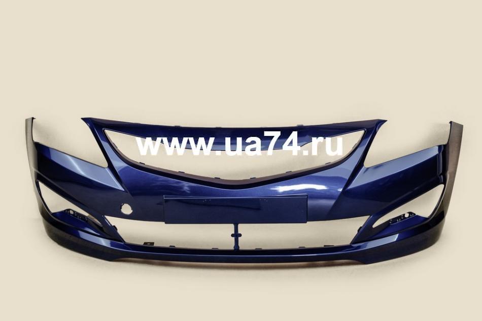 Бампер передний Hyundai Solaris 14-17 Россия Sapphire Blue (Синий перламутр)