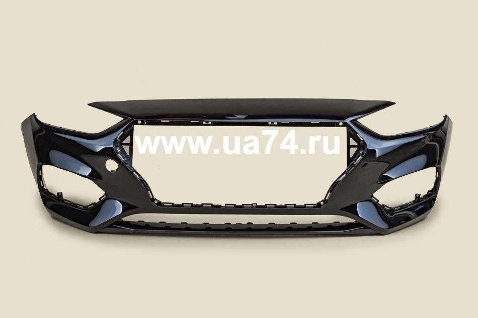Бампер передний Hyundai Solaris 17- Россия Phantom Black MZH (Черный металлик)