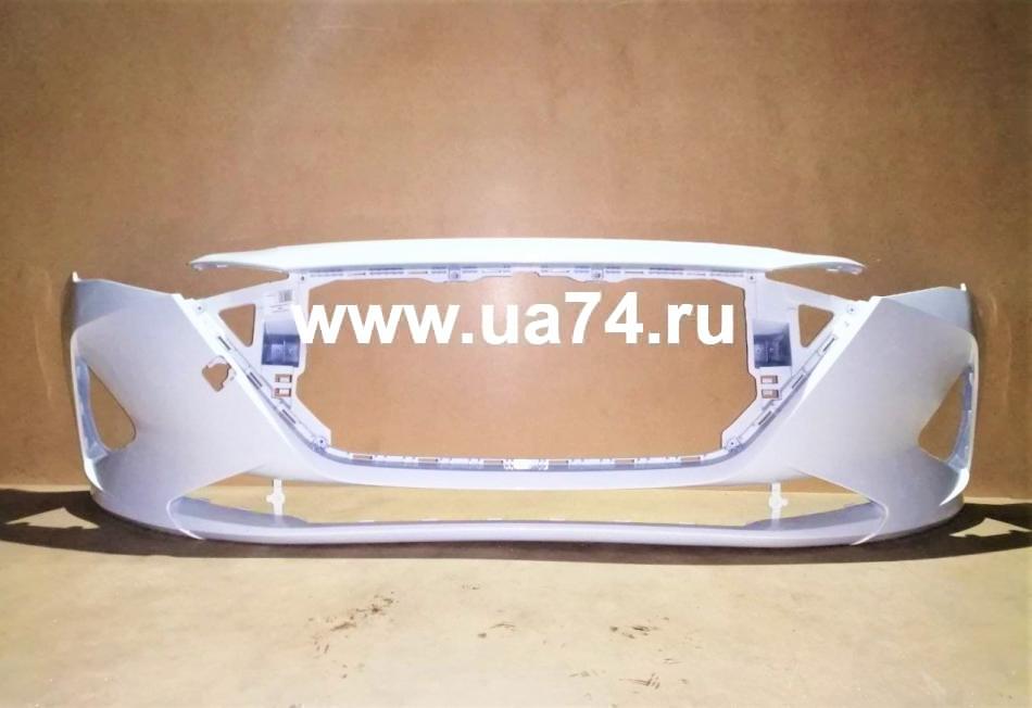 Бампер передний Hyundai Solaris 2020- Россия Crystal White PGU (Белый)