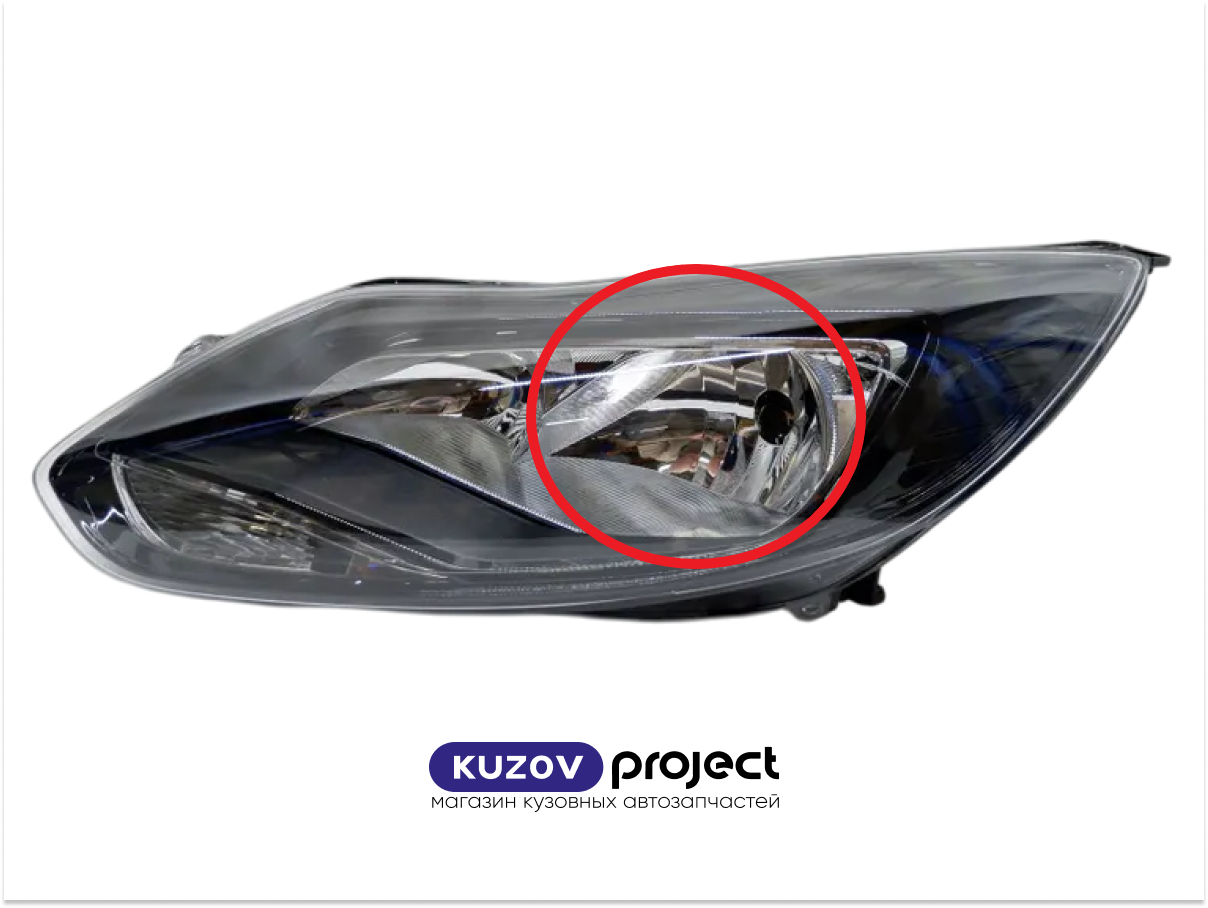 Фара левая (8к) черная с электрическим корректором Ford Focus III 2010-2015 (Китай / Болтается отражатель) Дисконт 20%